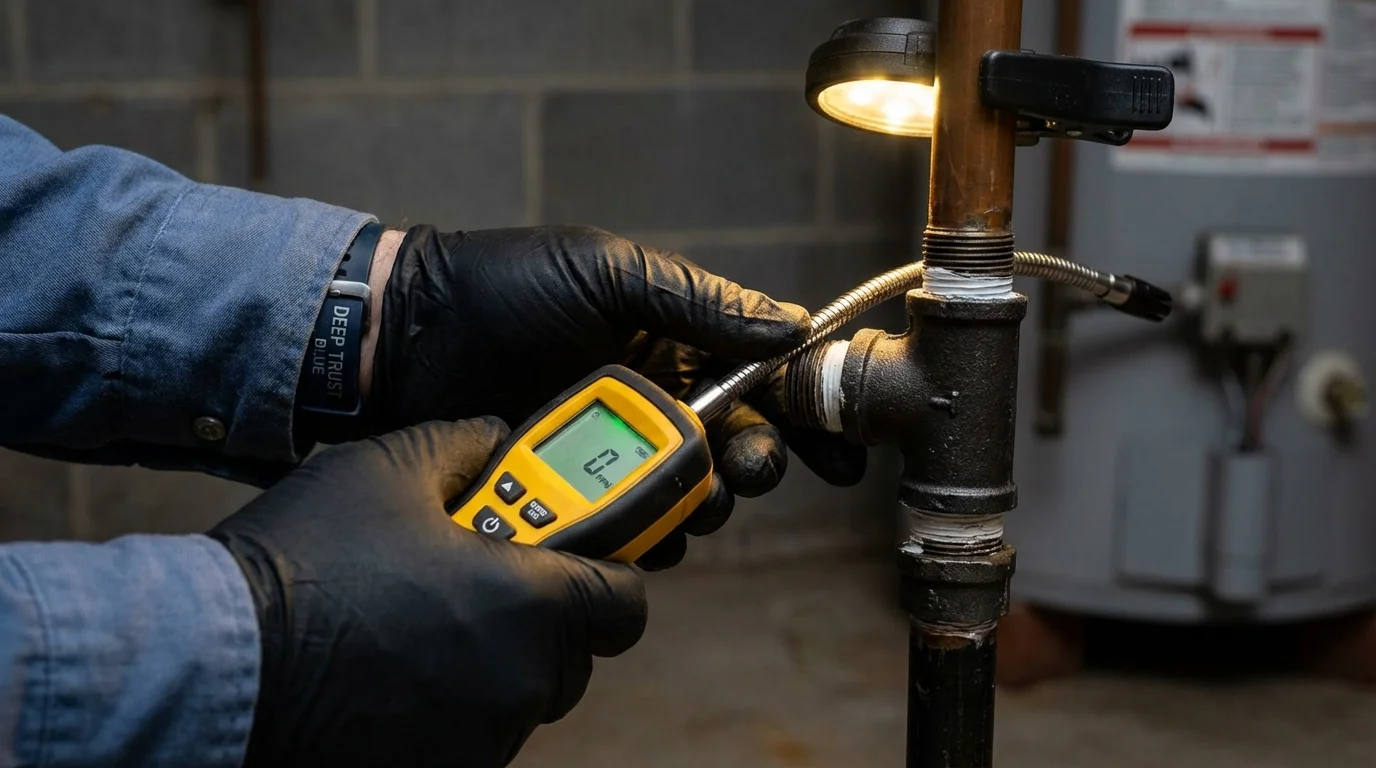 Gas leak detection with electronic sniffer by Johns Plumbing LLC in Maryland Heights