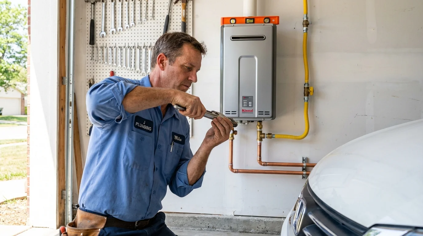Tankless water heater installation by a Johns Plumbing LLC plumber in Maryland Heights